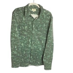 Summer Camp Mens Green Forest Toile Print Long Sleeve Button-up Shirt Large